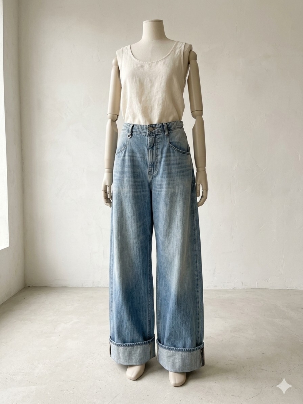 Wide Leg Light Blue Women's Jeans - Flare Style